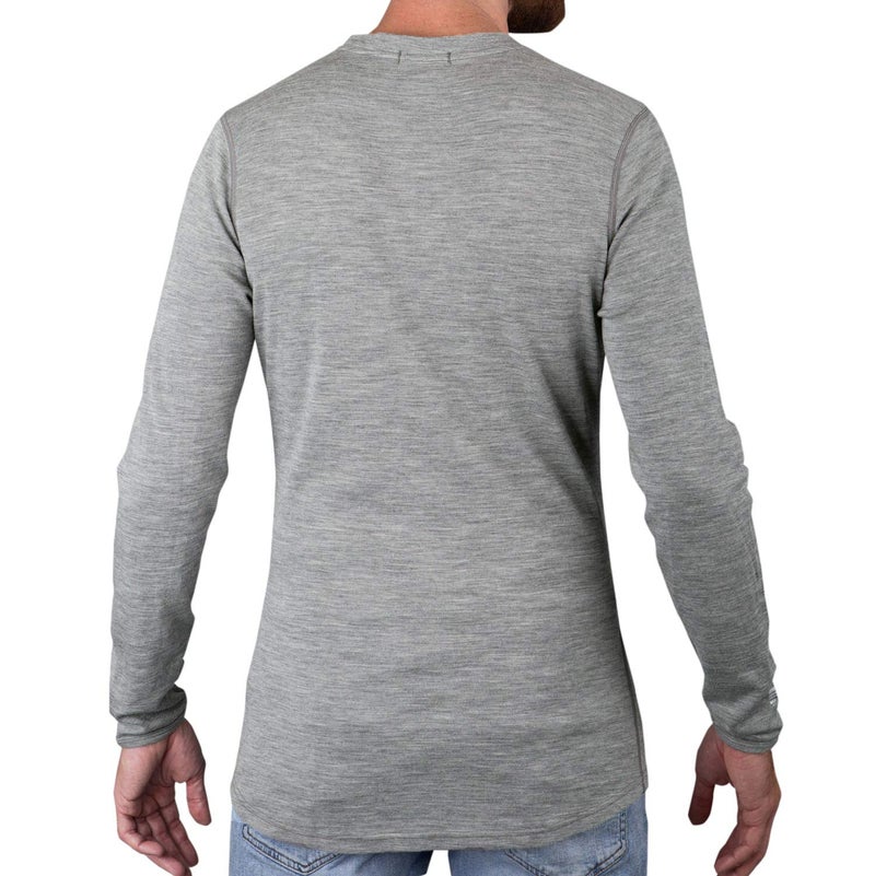 MERIWOOL Mens Base Layer - 100% Merino Wool Midweight Long Sleeve Thermal Shirt - Gray Heather - Image 2